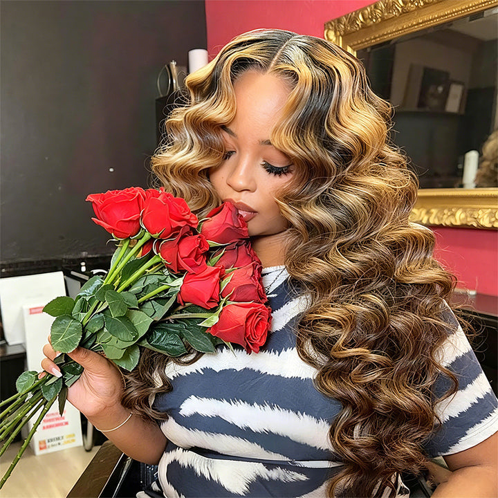 30 Inch Brown Balayage Loose Deep Wave Glueless 13x4 13x6 Lace Front Wig Virgin Human Hair 200% Density Colored Wigs