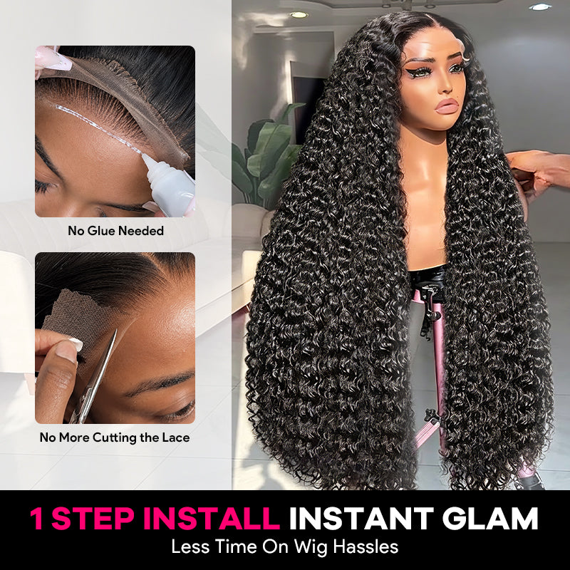 250 Density 30 38 Inch Long 5x5 13x4 Deep Wave Lace Front Wigs Human Hair Deep Part Curly Lace Wigs with Pre Plucked