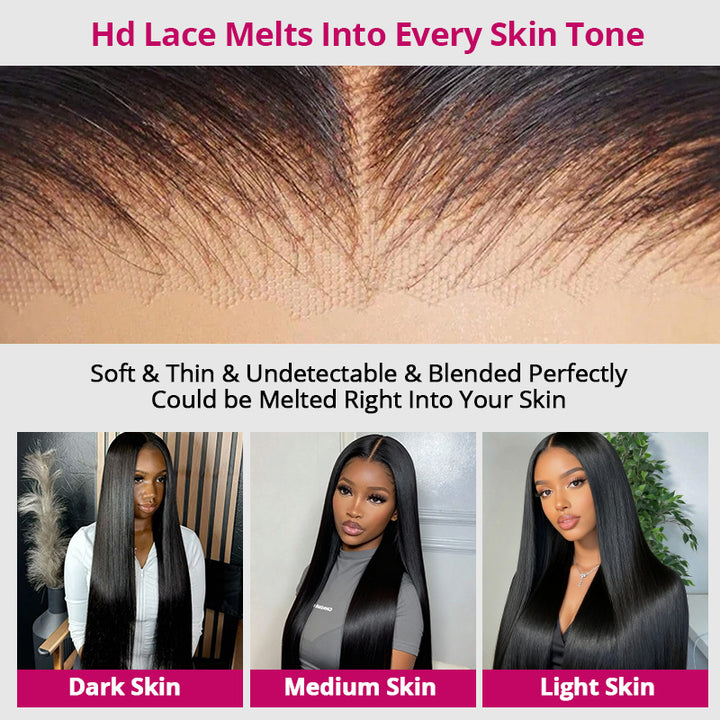 300% Density Silky Straight Ear-to-Ear 13x4 HD Full Lace Front Wig 100% Glueless All-Day Comfort Wig