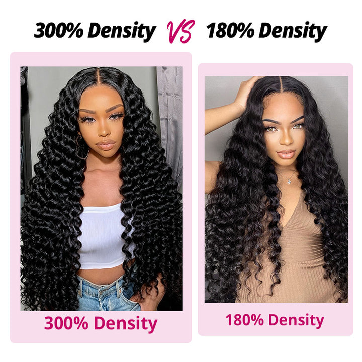 300% Density Long Water Wave 13x4 Lace Front Wig Pre Everything Glueless HD Lace Wigs