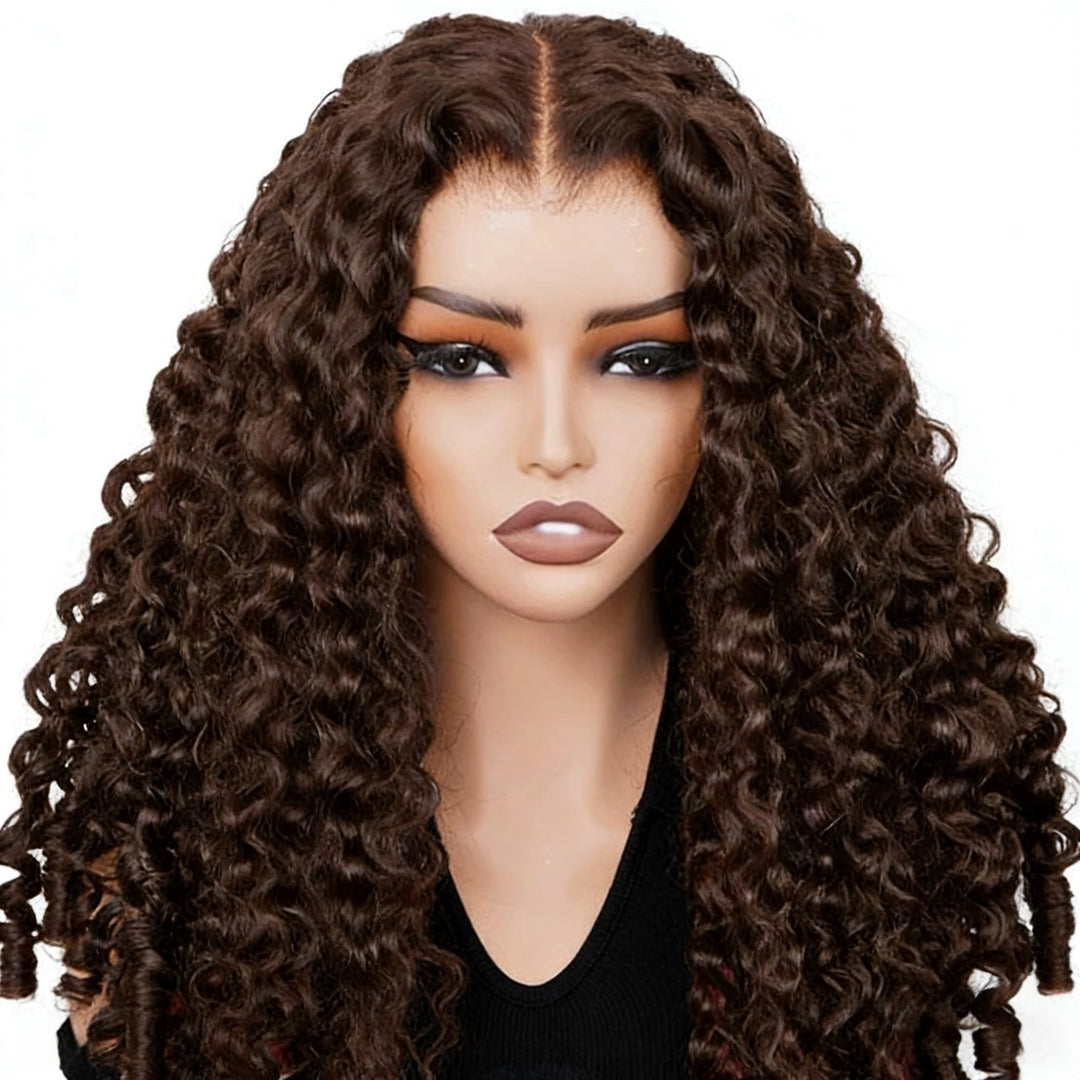 250% Density Burmese Curly Glueless Wig #4 Chocolate Brown Color 7x6/13x6 HD Lace Front Wigs Human Hair