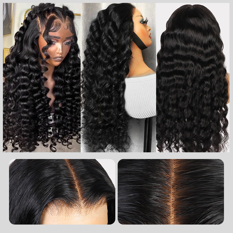 5x5 & 7x6 Glueless HD Lace Wig | Loose Deep Wave Human Hair | Bleached Knots | No Glue Needed - AlloveHair