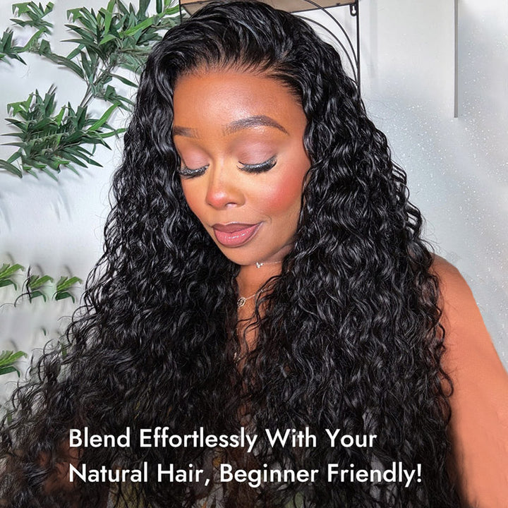 Water Wave 5x5 Closure Wigs 200% Density Thick Hair All Day Comfort Glueless Wig for Beginners