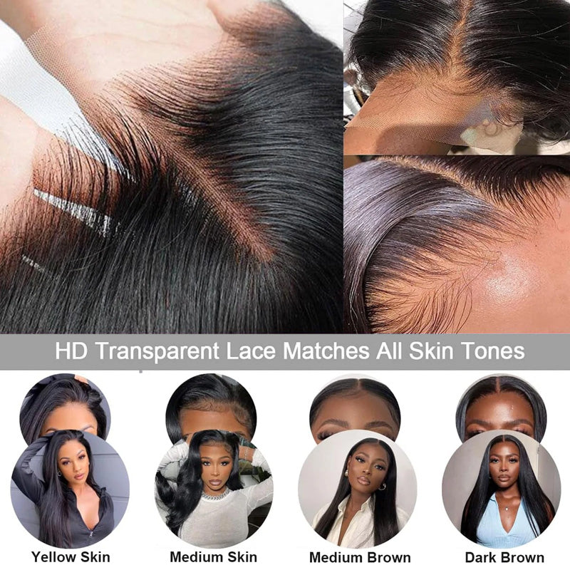 250% Density 32 Inch Long Straight Human Hair Wig 13x6 HD Lace Front Wigs Affordable Glueless Wigs - AlloveHair