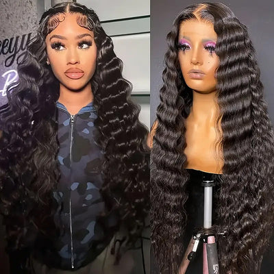 Allove 13x6 HD Transparent Lace Front Body Wave Hair Human Hair Wig Glueless Invisible 100% Human Hair