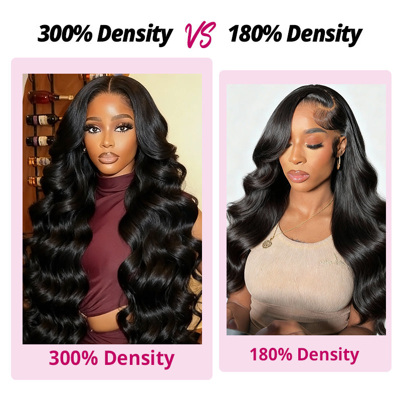 300% Density Body Wave Glueless 13x4 HD Lace Front Wig Human Hair Pre-Cut Lace Flexi-Fit Drawstring Cap