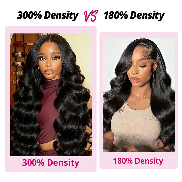 300% Density Body Wave Glueless 13x4 HD Lace Front Wig Human Hair Pre-Cut Lace Flexi-Fit Drawstring Cap