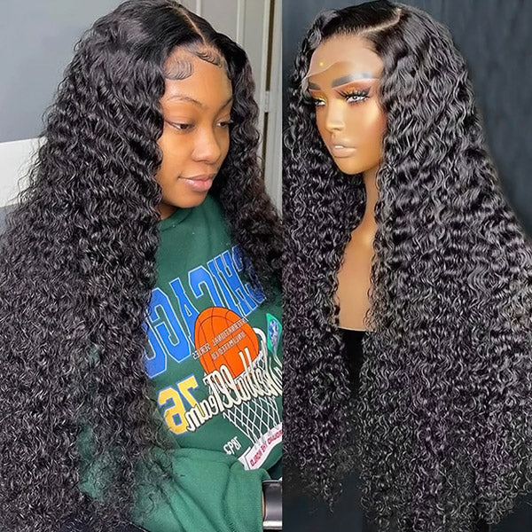 13x6 Water Wave Crochet Hair Wear to Go Transparent HD Lace Front Human Hair Wig