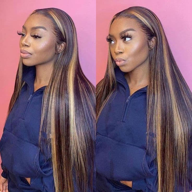 #FB30 Brown Balayage Highlight13x4/13x6/5x5 Body Wave/Straight HD Lace Frontal Bleach Knots Pre-Plucked Easy Wear And Go Wig