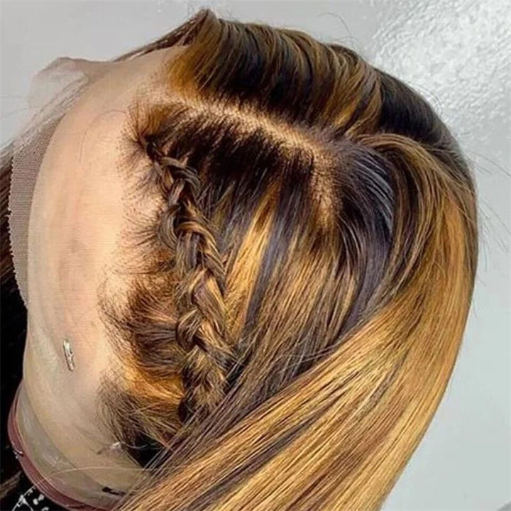30 Inch Highlight Wig 13x4 Honey Blonde Straight Lace Front Wig Transparent Brazilian Ombre Lace Front Wig For Women With 3 Cap Sizes