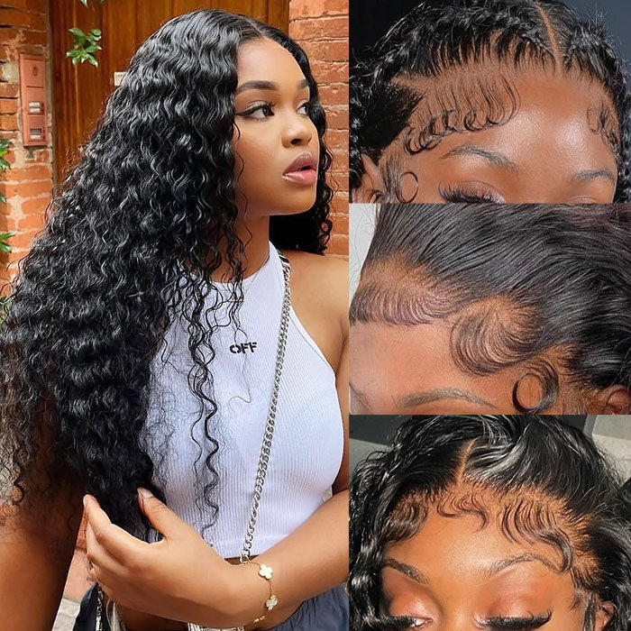 Long 32Inch 13x4 Undetectable Invisible HD Lace Front Kinky Curly Human Hair Wigs With 3 Cap Sizes