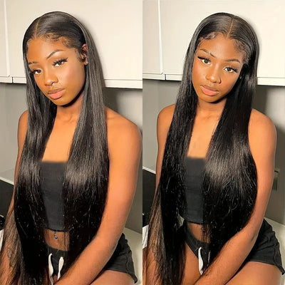 Wear And Go HD Transparent 5*5 Lace Closure Straight Human Hair Glueless Wigs with Pre-plucked