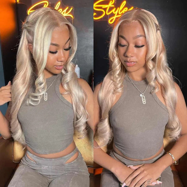 Allove Hair Barbie Blonde Wig With Brown Highlights #P10/613 Straight & Body Wave 13x4 Lace Front Wigs