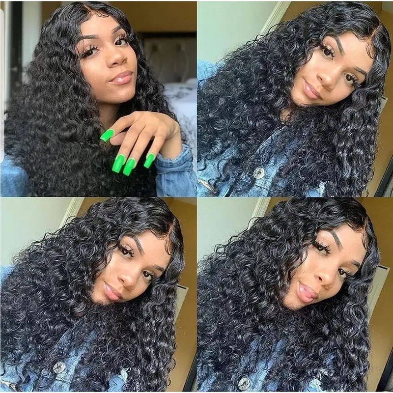 Brazilian 4x4 Water Wave Glueless HD Lace Closure Wig Human Hair Wigs With 3 Cap Sizes