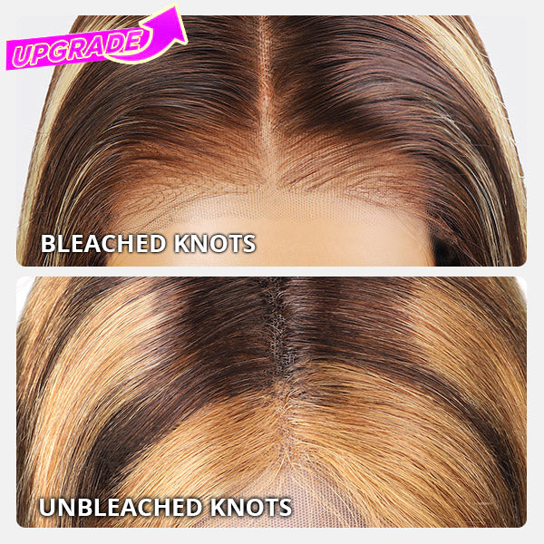 Bleached Knots Wear Go Wig | PPB Highlight Brown Silky Straight Glueless 13x4 Lace Front Wigs