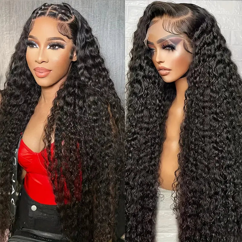 Pre Cut Lace Wig Deep Wave Human Hair 26 Inch 13x6 HD Lace Frontal Wigs for Women Deep Curly Glueless Wigs - AlloveHair