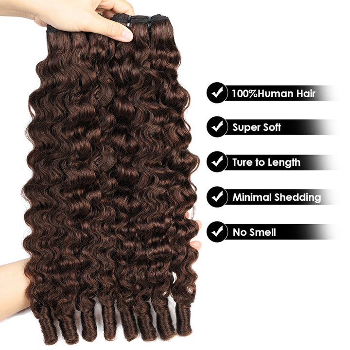 [Ship in 12Hours] Allove Premium Burmese Virgin Hair #4 Dark Brown Color Curly Hair Quick Weave 3/4 Bundles - AlloveHair