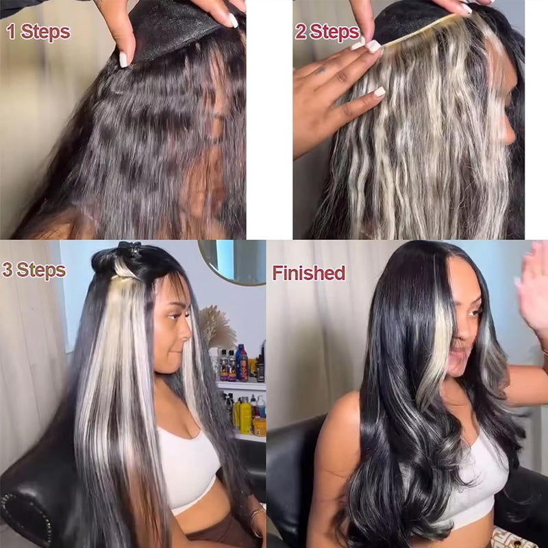1B/613 Blonde Bundles Peekaboo Highlight Straight Human Hair Weave 15A 100% Virgin Human Hair - AlloveHair