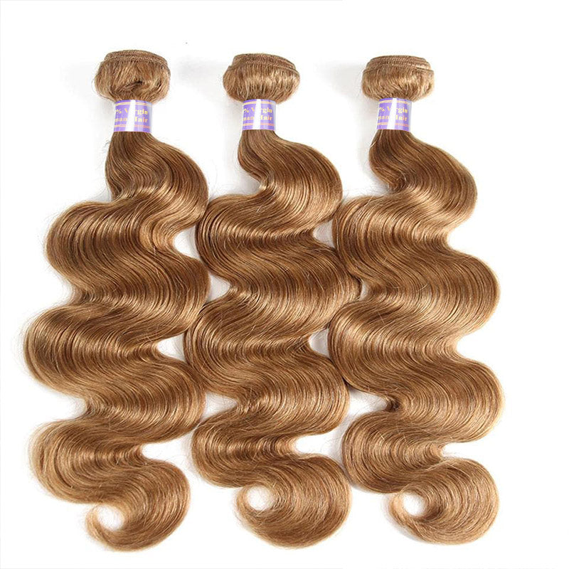Honey Blonde Bundles Body Wave Hair Weave 3 Bundles with 13x4 13x6 HD Lace Frontal Color 27 Human Hair Bundles - AlloveHair