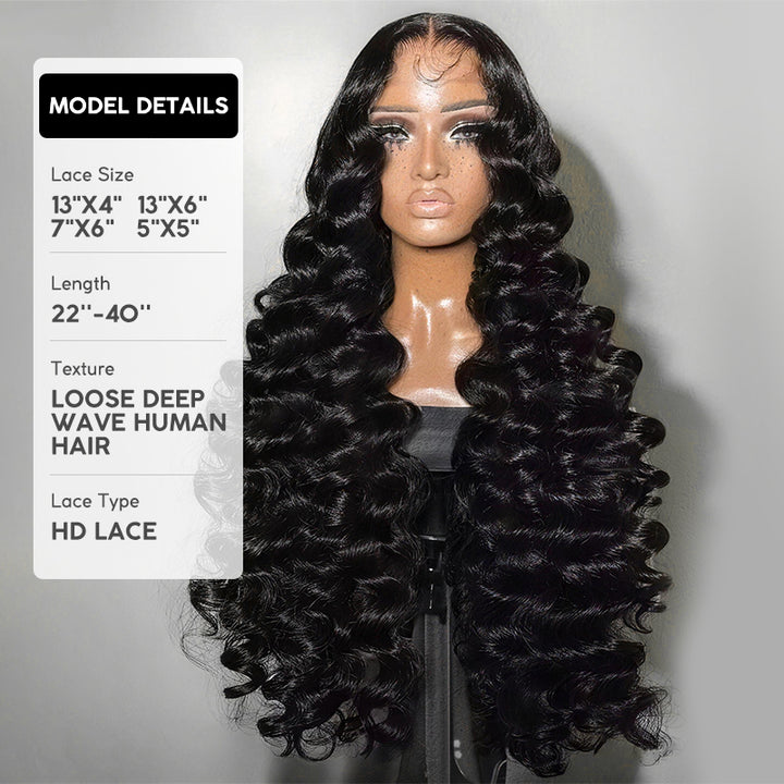 250% Density 30 Inch Loose Deep Wave 13x4 13x6 Lace Front Wig Natural Looking Versatile Style 100% Human Hair Wig - AlloveHair