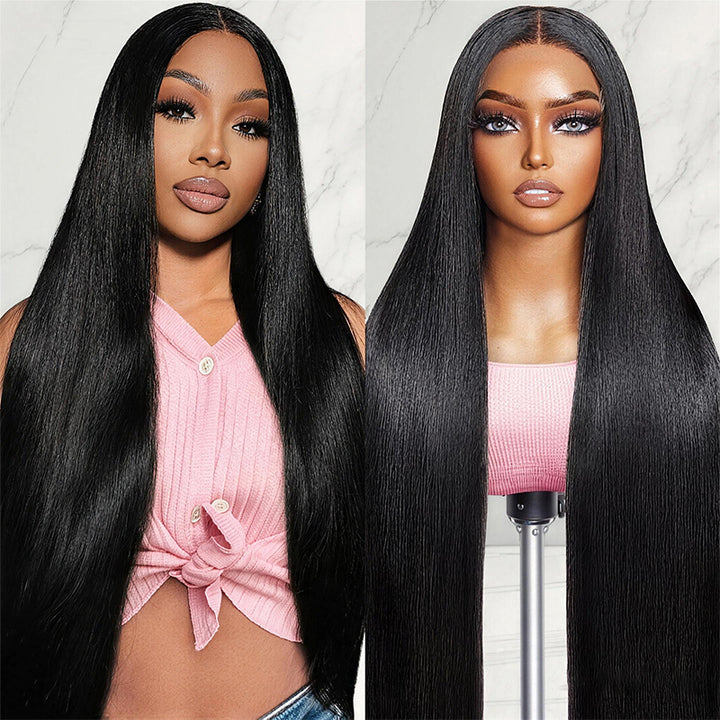 Glueless 5x5 HD Lace Front Wig 30 32 inch Long Straight Human Hair Wigs 250% Density Lace Wigs
