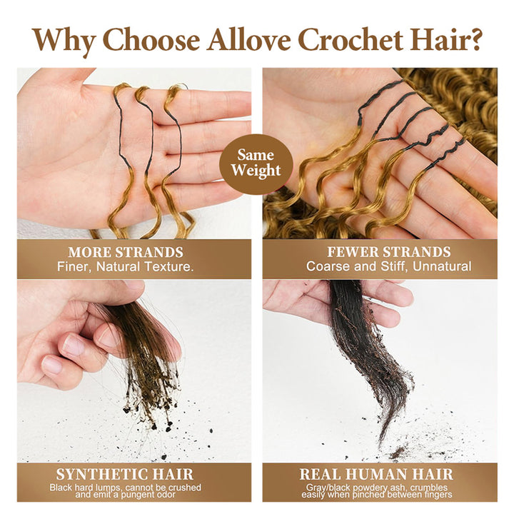 Seamless Deep Wave Crochet Hair #27 Honey Blonde Machine Made Feather Crochet Human Hair Extension
