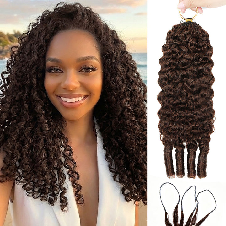 #4 Chocolate Brown Burmese Curly Feather Crochet Human Hair for Braiding No Weft Human Hair Extensions
