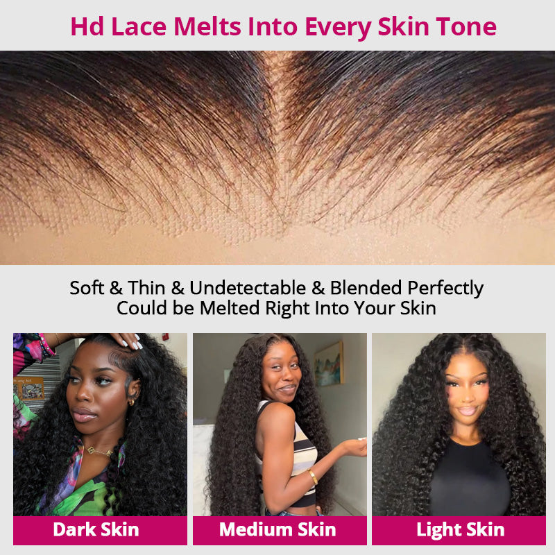 300% Density Curly Hair Glueless 13x4 Full Lace Front Wigs Super Double Drawn Virgin Human Hair