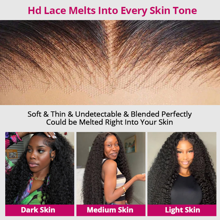 300% Density Curly Hair Glueless 13x4 Full Lace Front Wigs Super Double Drawn Virgin Human Hair