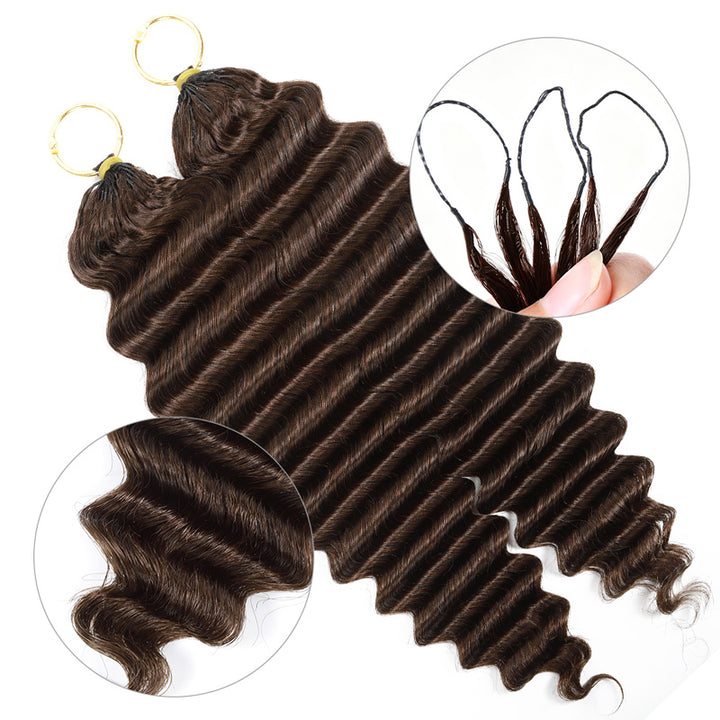 #4 Dark Brown Premium Deep Wave Crochet Human Hair for Miracle Knots Soft Defined Curls Easy Install
