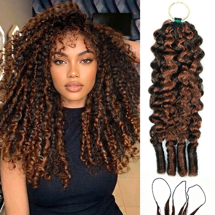 P4/30 Highlight Brown Burmese Curly Crochet Human Hair for Miracle Knots Pre-Separated 50g/Pack