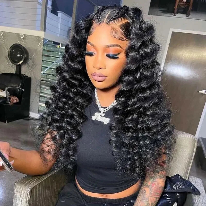 【Save Big】Loose Deep Wave 5X5 Lace Front Human Hair Wigs 200% Density Glueless Wigs for Beginners - AlloveHair