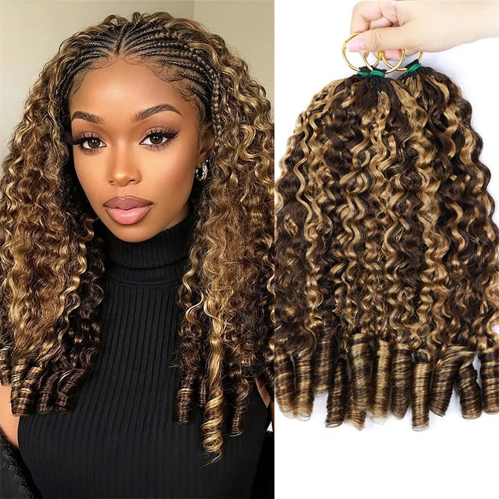 Highlight P4/27 Burmese Curly Feather Crochet Human Hair With Miracle Knots Pre-Separated 100% Virgin Human Hair