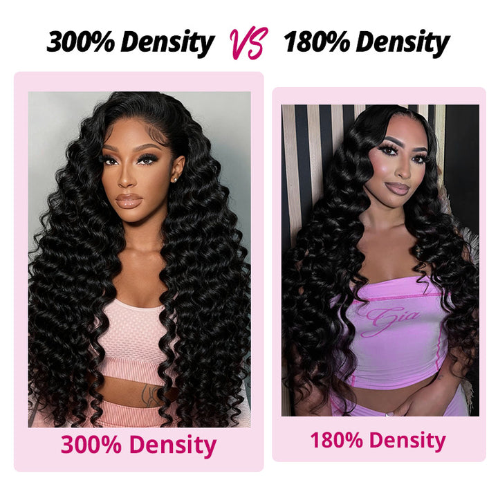 300% Density Luxury Loose Deep Wave Virgin Human Hair 13x4 Transparent HD Lace Front Wig Pre Plucked Hairline