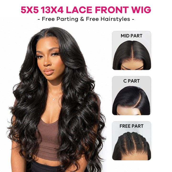30 32 40 Inch Body Wave 5x5 13x4 HD Lace Front Wigs Human Hair Pre Plucked Pre Bleached Knots Glueless Wigs