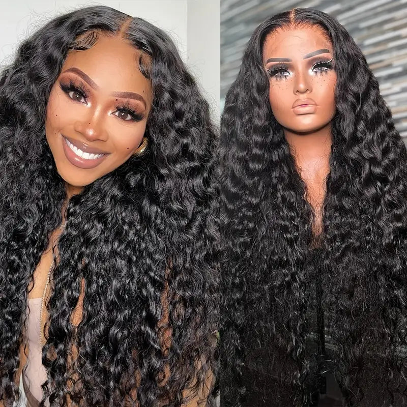 100% Glueless Wear Go Wig Pre Cut Lace Undetectable 13x6 Water Wave HD Lace Front Wigs 200% Density Wet and Wavy Wigs - AlloveHair