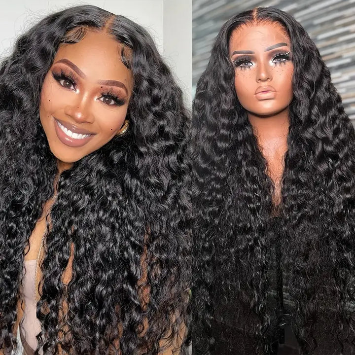 100% Glueless Wear Go Wig Pre Cut Lace Undetectable 13x6 Water Wave HD Lace Front Wigs 200% Density Wet and Wavy Wigs - AlloveHair