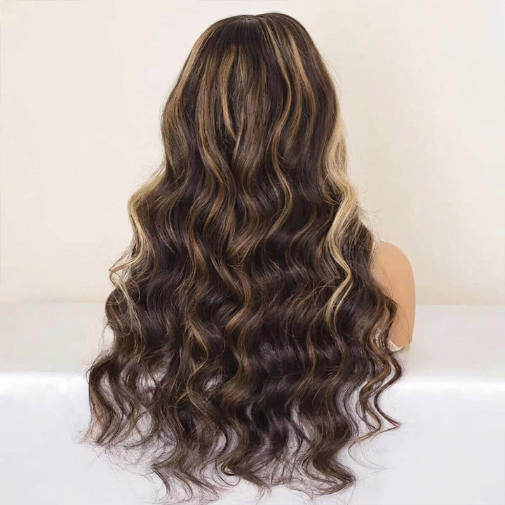 200 Density Glueless Balayage Highlight With Skunk Stripe Body Wave Wig Money Piece Highlight 13x4 13x6 HD Lace Front Wig Human Hair