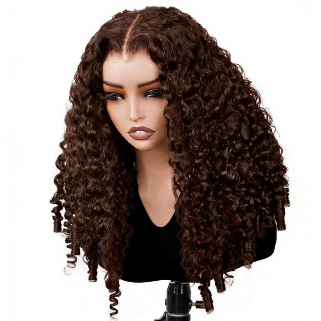 250% Density Burmese Curly Glueless Wig #4 Chocolate Brown Color 7x6/13x6 HD Lace Front Wigs Human Hair