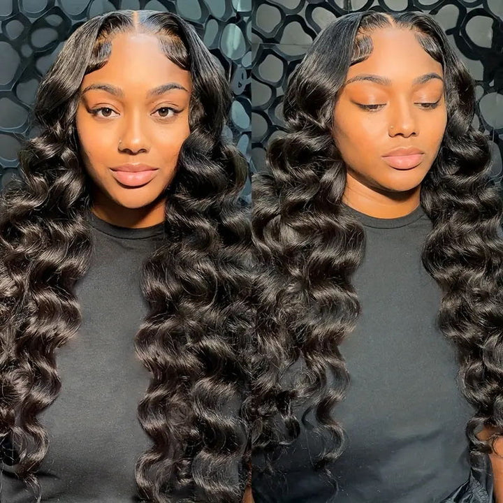 HD Invisible Wear And Go 4x4 Lace Closure Wig Loose Deep Wave Glueless Lace Human Hair Wigs 32Inch 180% Density