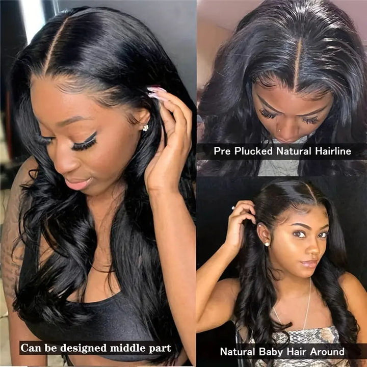 4x4 HD Lace Closure Body Wave Perm Wig Brazilian Remy Human Hair Wigs with Pre Plucked