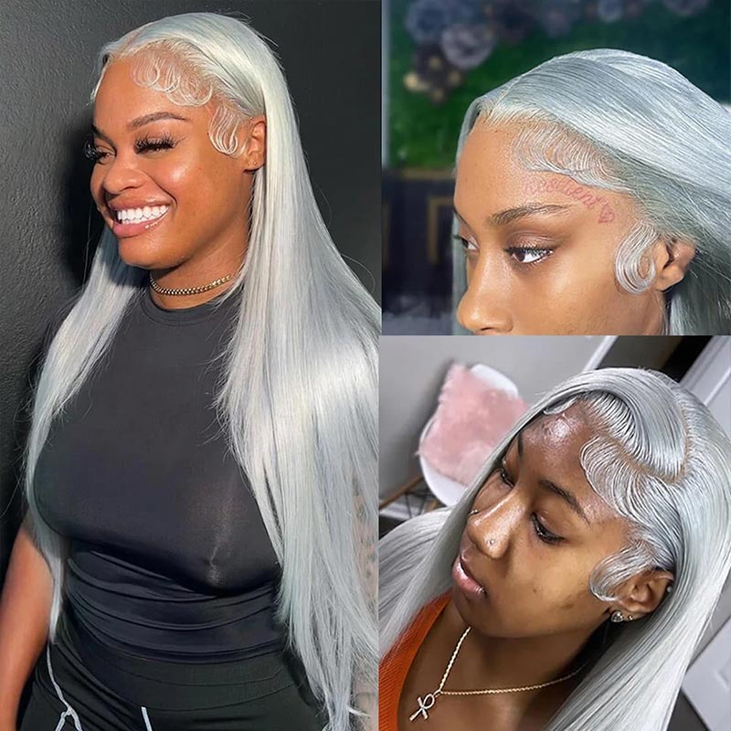 32Inch Silver Grey Wear to Go 13x4 Straight Hair HD Lace Front Wigs Barbie Hair Pre Plucked