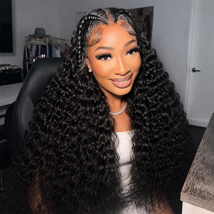 250% Density Pre Braided Deep Wave Wig 13x4 13x6 Full HD Lace Frontal Wig With Pre Bleached Knots Glueless Wigs