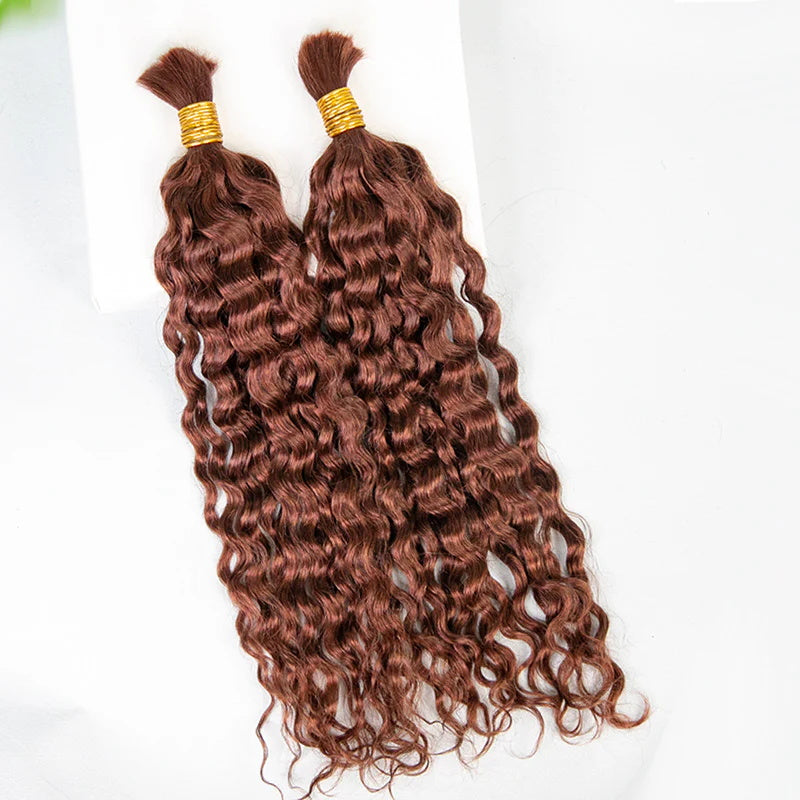 Allove #33 Dark Auburn Reddish Brown Bulk Human Braiding Hair Water Wave