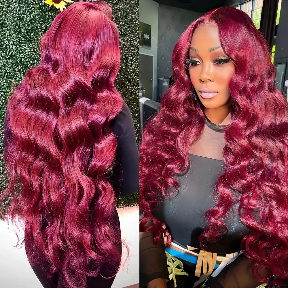 Wear & Go Burgundy Wig Body Wave 13x4 HD Glueless Lace Frontal Wigs