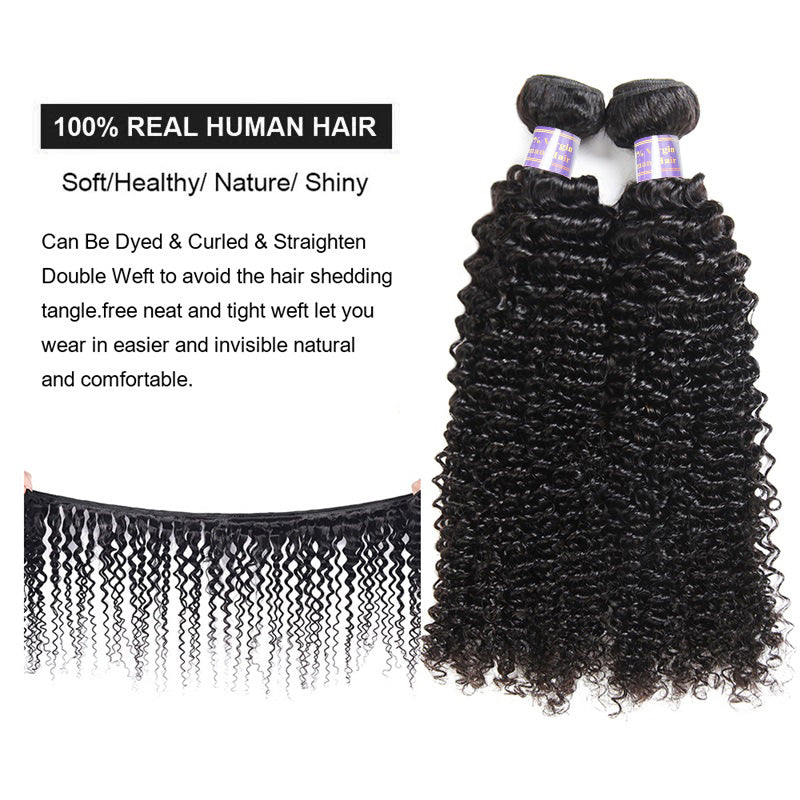 Curly Bundles With 2x6 Lace Closure Remy Human Hair 3 Bundles With Swiss Lace Closure - AlloveHair