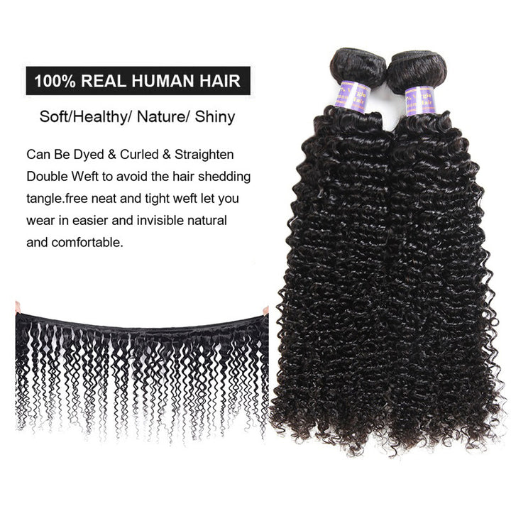 Curly Bundles With 2x6 Lace Closure Remy Human Hair 3 Bundles With Swiss Lace Closure - AlloveHair