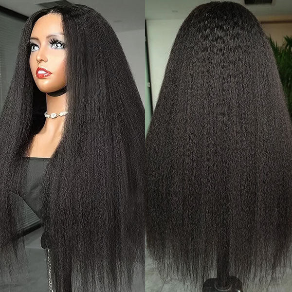 30 Inch Long Glueless Lace Wigs Kinky Straight Human Hair 5x5 Lace Closure Wigs Wear And Go Yaki Hair Wigs