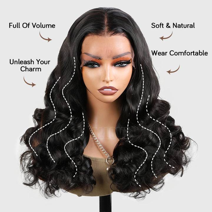 Allove 350% Density Bouncy Curl Wigs Super Double Drawn 13x4 HD Lace Front Wigs with Pre Plucked Hairline