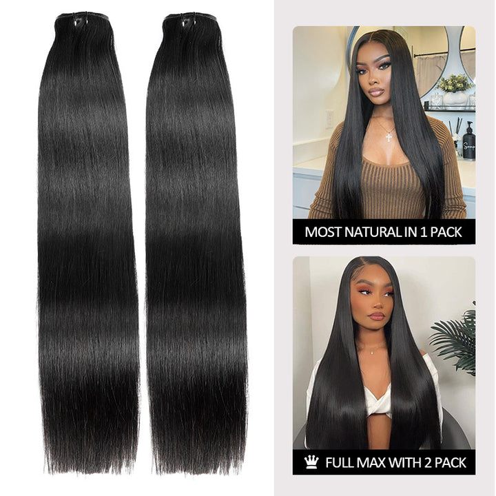 [Final Price - No Code Needed] Seamless PU Clip in Hair Extensions Silky Straight Real Human Hair Pieces For Black Women